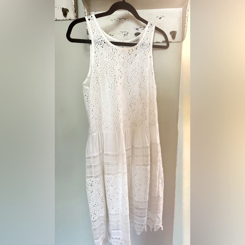 Lucky Brand White Lace Midi Dress